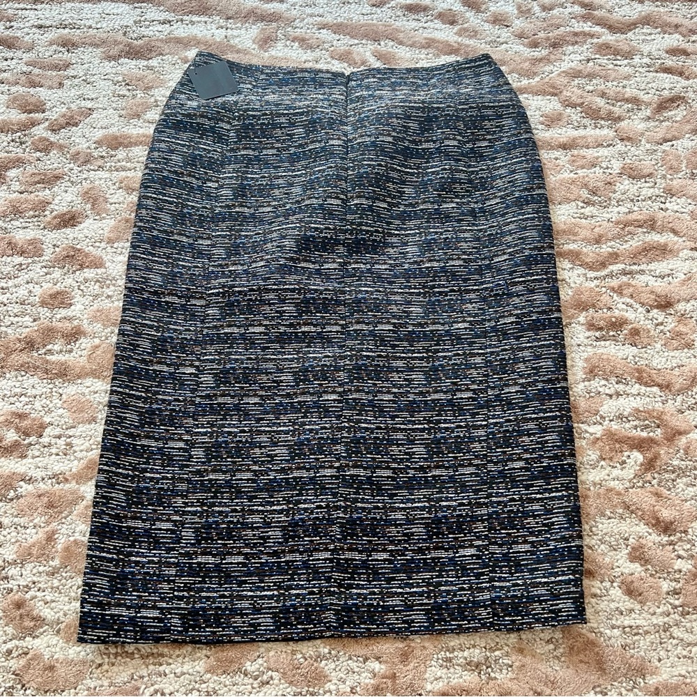 Halogen Tweed Midi Blue and Black Pencil Skirt Size 8 NWT - Picture 7 of 7